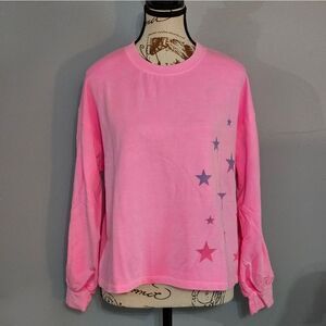 Sundry, bright pink and stars, crew neck sweatshirt. NWT